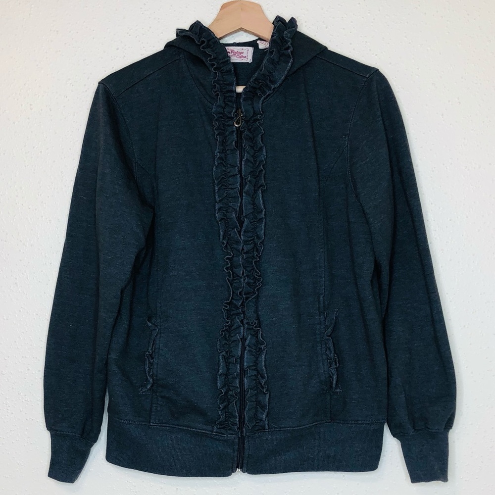 Vintage Cotton Gray Ruffled Jacket